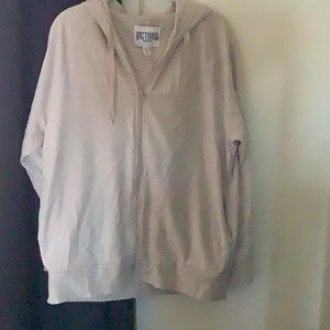 Victorias secret hooded zip up cream sweatshirt NWOT